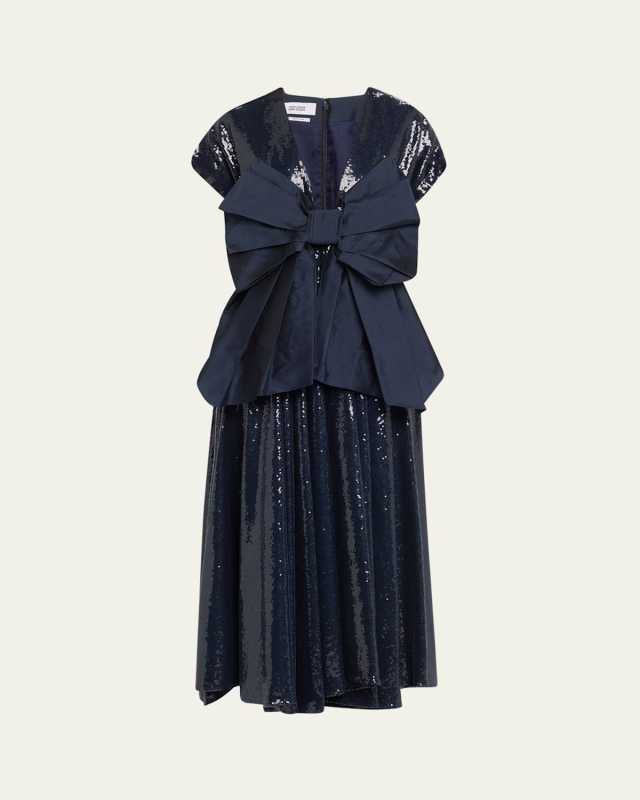Sequined Crushed Bow Dress